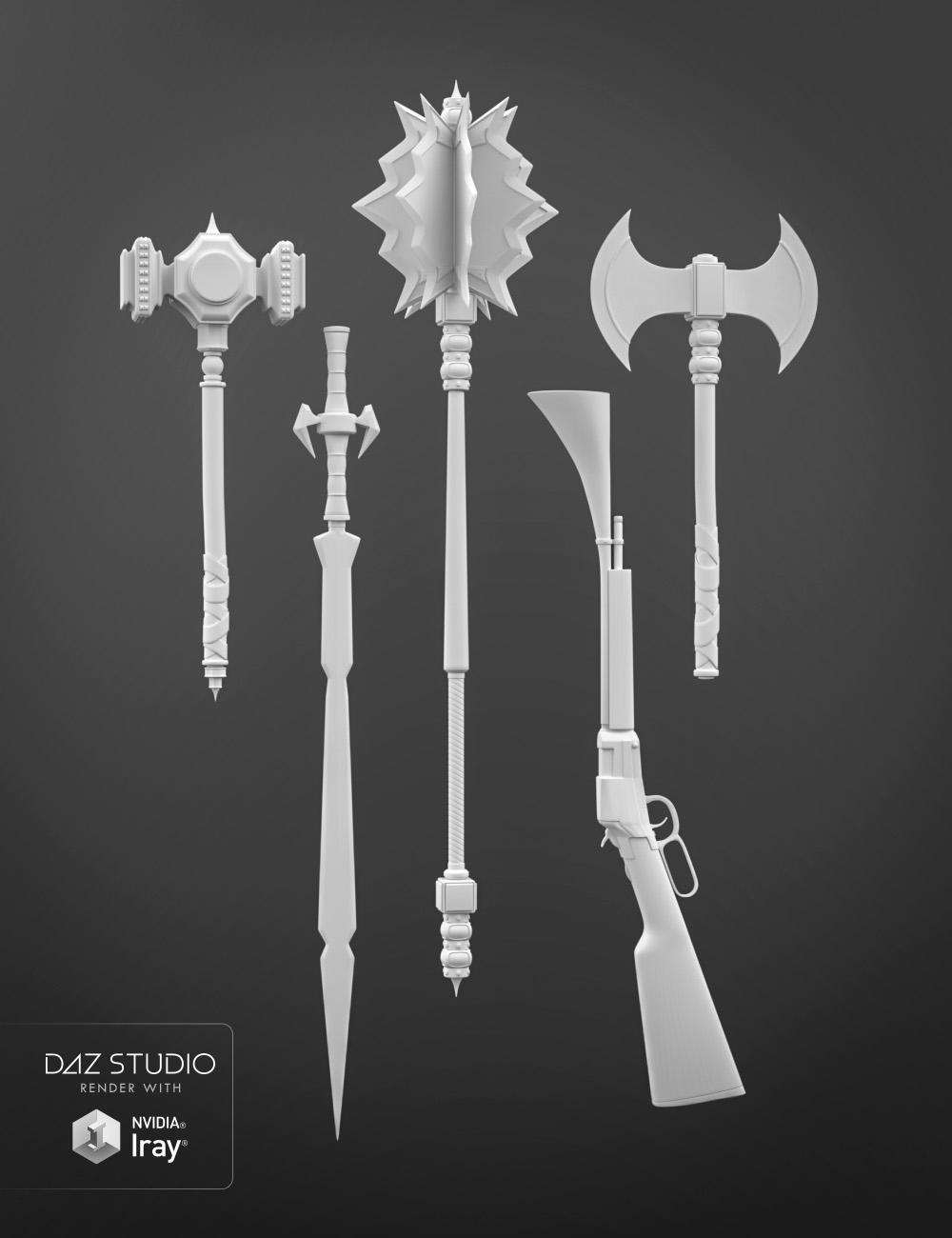 Toon Weapons Set for Genesis 3 and 8 Male(s) by: , 3D Models by Daz 3D