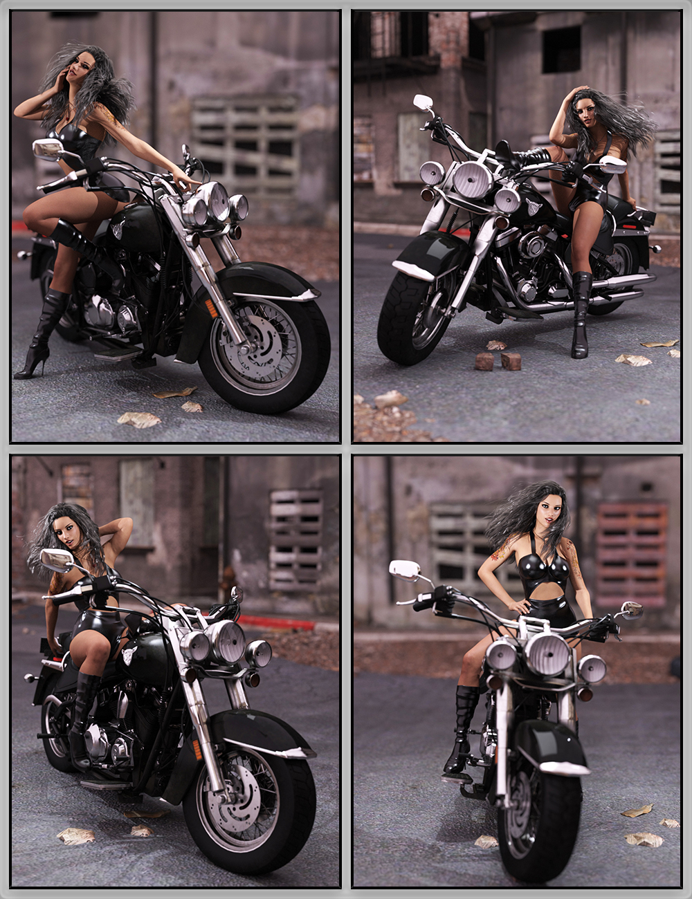 Biker Babe Poses for Genesis 3 Female by: lunchlady, 3D Models by Daz 3D