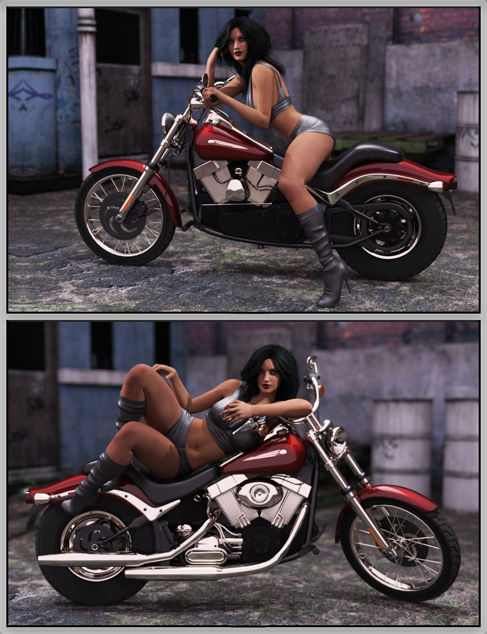 Biker Babe Poses for Genesis 3 Female by: lunchlady, 3D Models by Daz 3D