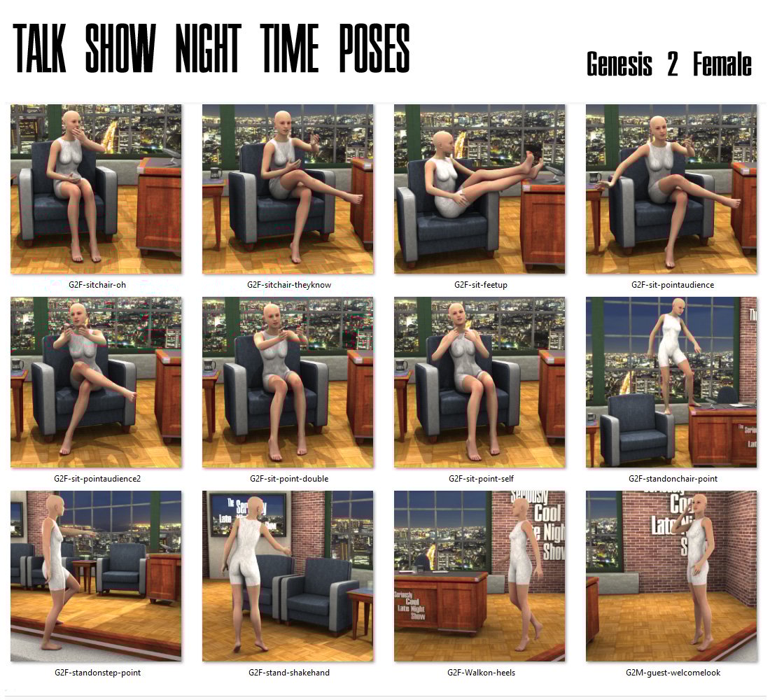 Talk Show - Late Night Set and Poses Talk Show - Late Night Set and Poses by: FirstBastion, 3D Models by Daz 3D