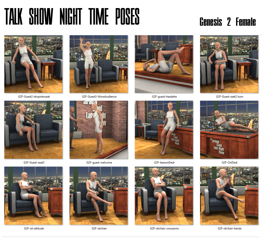Talk Show - Late Night Set and Poses Talk Show - Late Night Set and Poses by: FirstBastion, 3D Models by Daz 3D