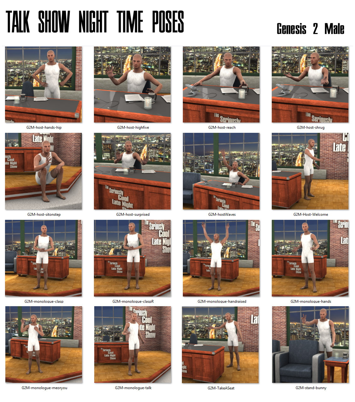 Talk Show - Late Night Set and Poses by: FirstBastion, 3D Models by Daz 3D