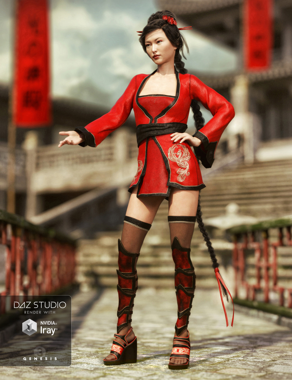 Red Lilies Outfit for Genesis 3 Female(s) by: Barbara BrundonSarsa, 3D Models by Daz 3D