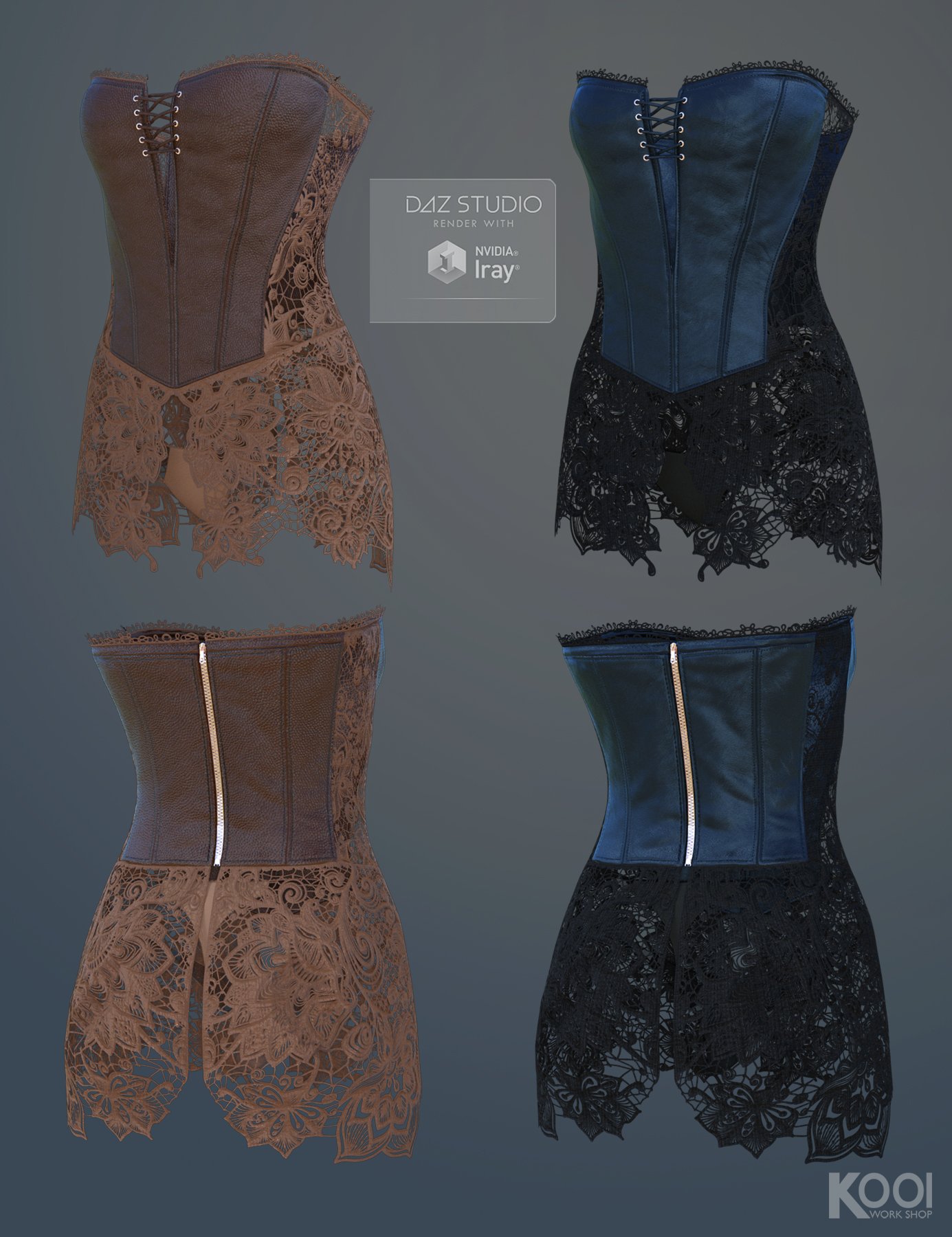 Corset Lace Outfit for Genesis 3 Female(s) by: Kool, 3D Models by Daz 3D