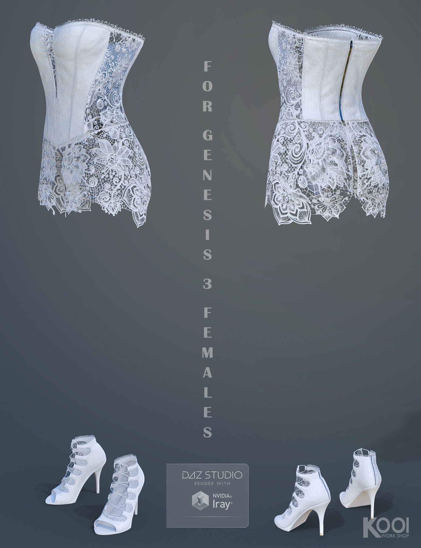 Corset Lace Outfit for Genesis 3 Female(s) Corset Lace Outfit for Genesis 3 Female(s) by: Kool, 3D Models by Daz 3D