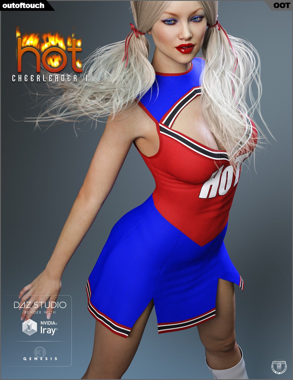HOT Cheerleader 1 Outfit for Genesis 3 Female(s) by: outoftouch, 3D Models by Daz 3D