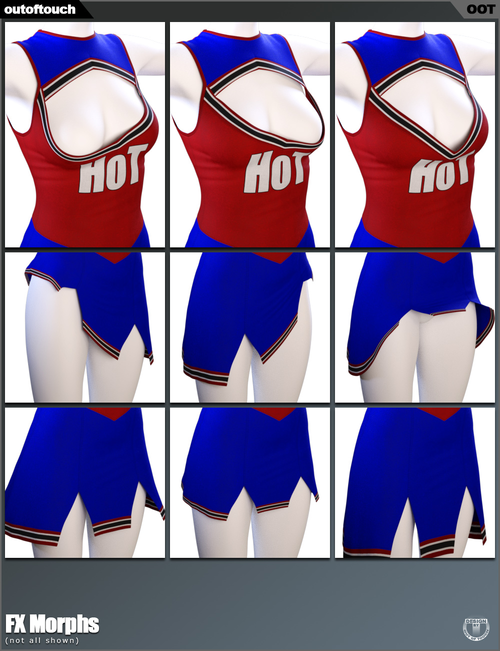 HOT Cheerleader 1 Outfit for Genesis 3 Female(s) by: outoftouch, 3D Models by Daz 3D