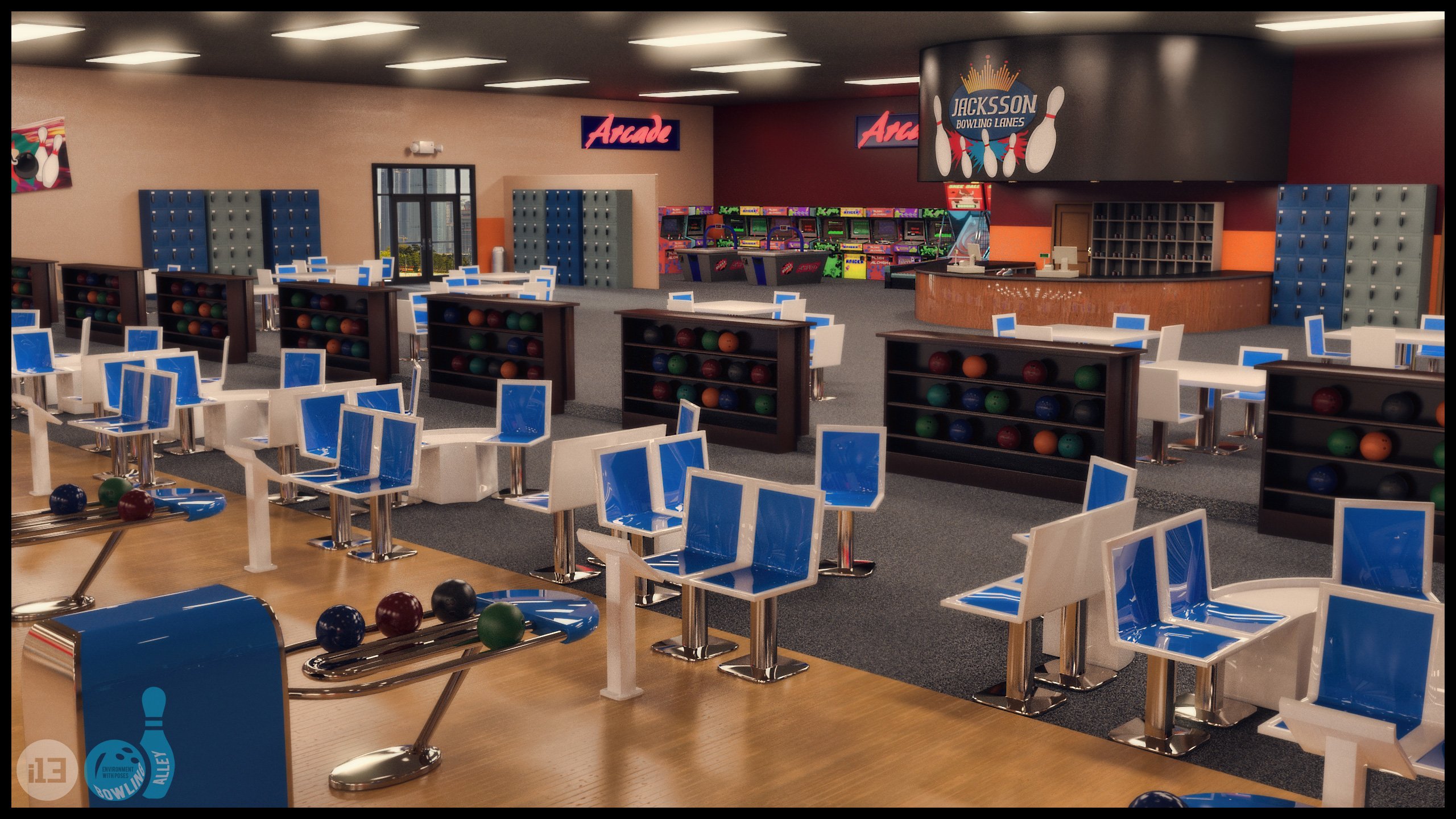 i13 Bowling Alley Environment with Poses by: ironman13, 3D Models by Daz 3D