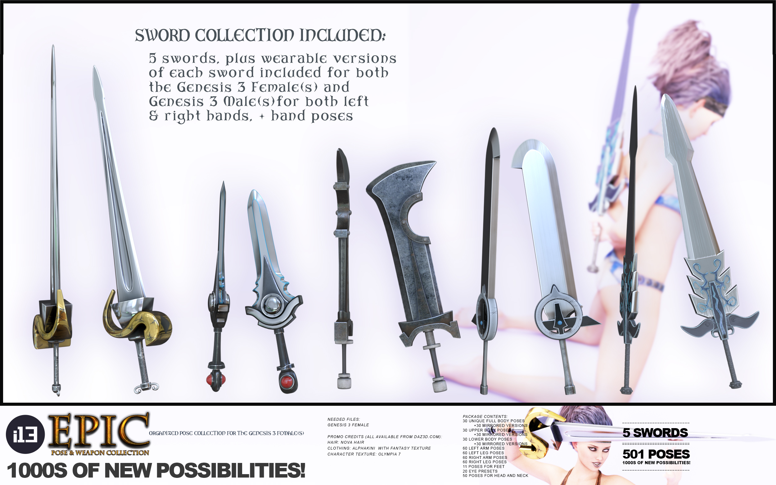 i13 Epic Pose Collection with Swords i13 Epic Pose Collection with Swords by: ironman13, 3D Models by Daz 3D