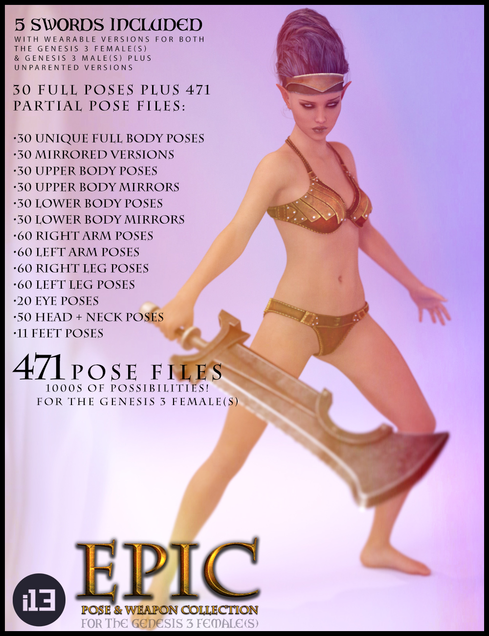 i13 Epic Pose Collection with Swords i13 Epic Pose Collection with Swords by: ironman13, 3D Models by Daz 3D