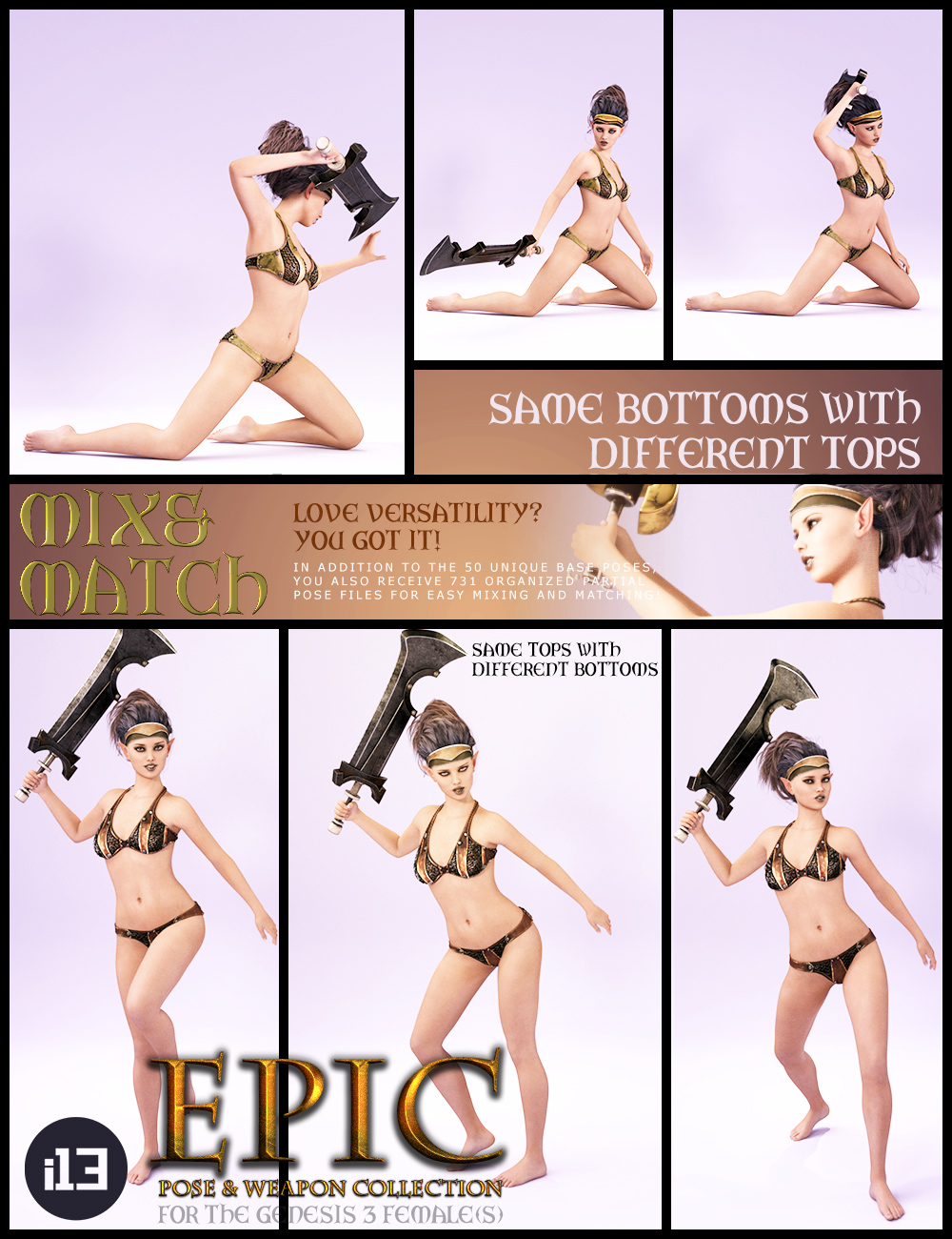 i13 Epic Pose Collection with Swords i13 Epic Pose Collection with Swords by: ironman13, 3D Models by Daz 3D