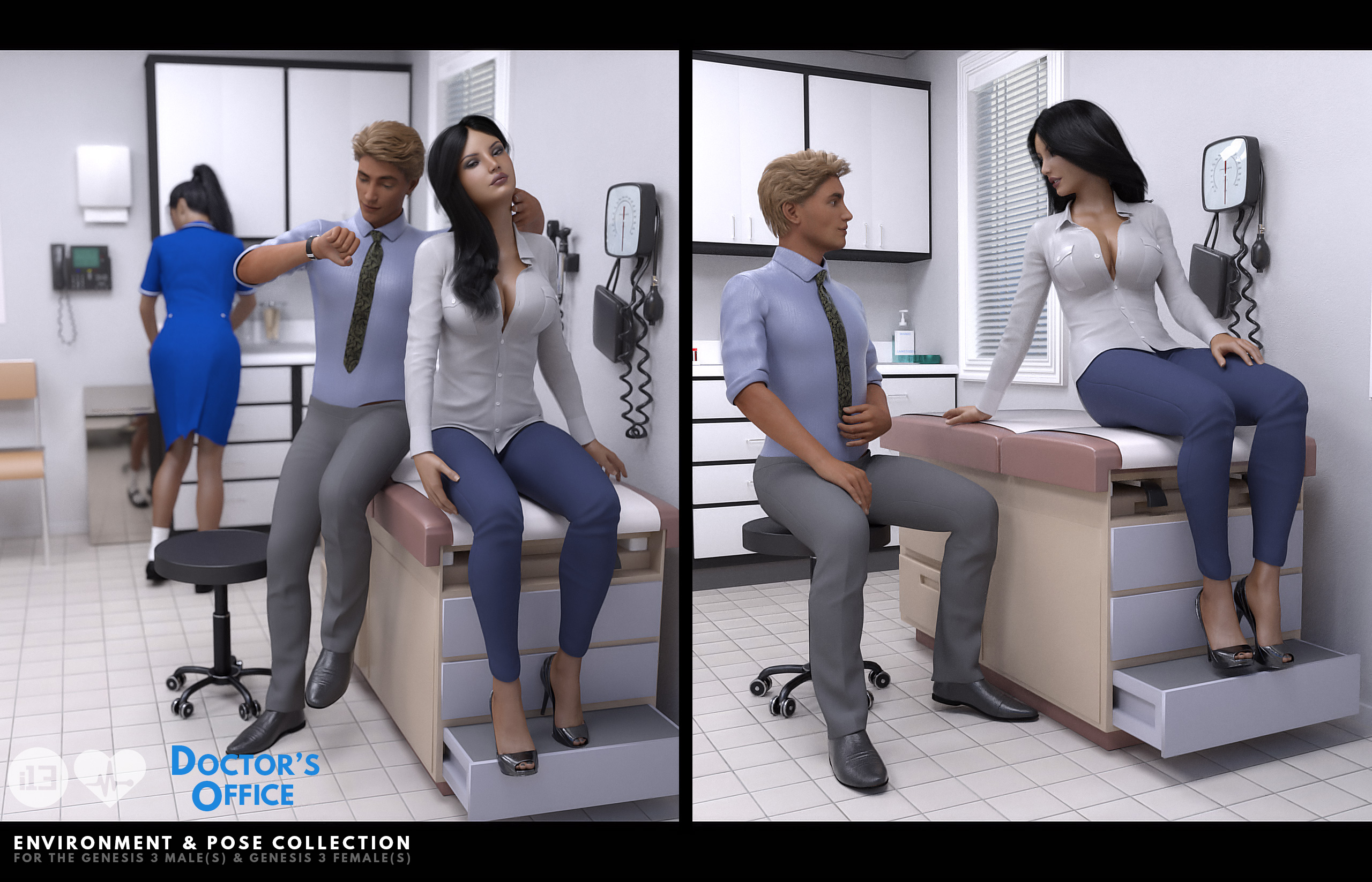 i13 Doctor's Office Environment with Poses by: ironman13, 3D Models by Daz 3D