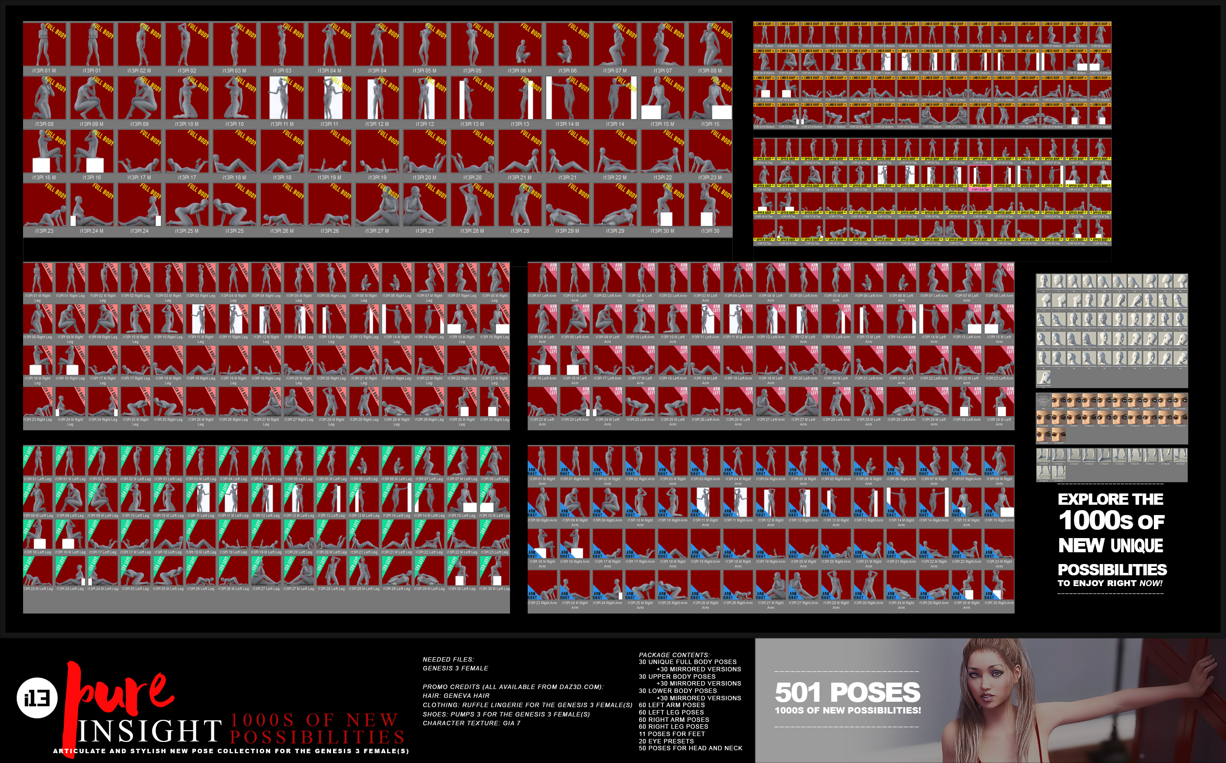 i13 Pure Insight Pose Collection for the Genesis 3 Female(s) by: ironman13, 3D Models by Daz 3D