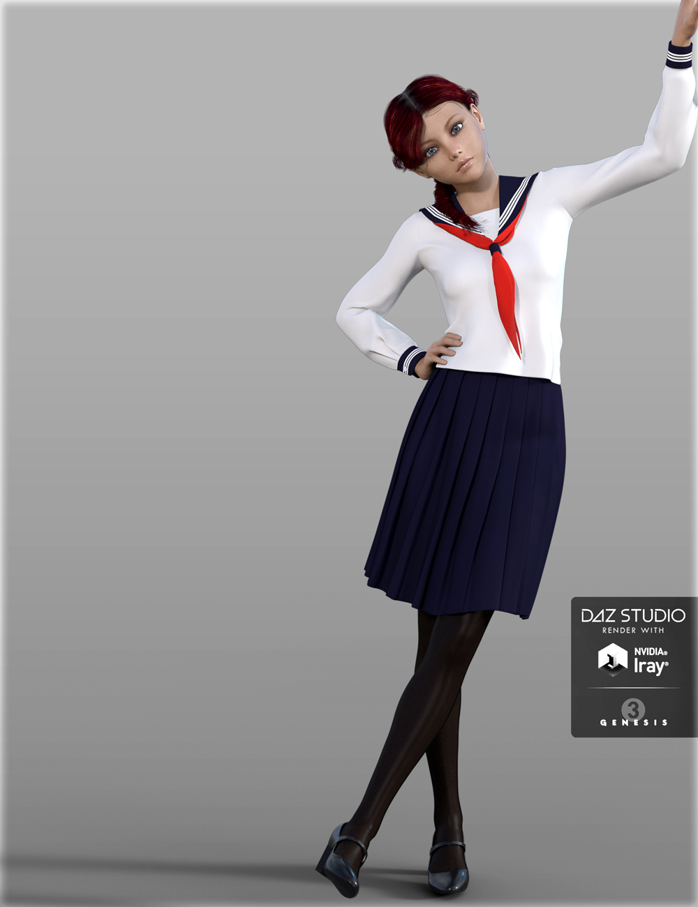 H&C Japanese School Uniforms B for Genesis 3 Female(s) by: IH Kang, 3D Models by Daz 3D