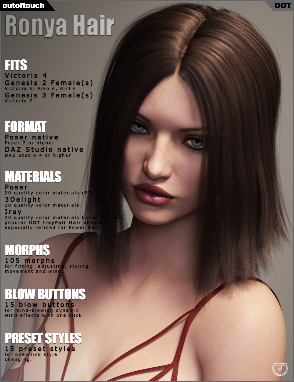 Ronya Hair by: outoftouch, 3D Models by Daz 3D