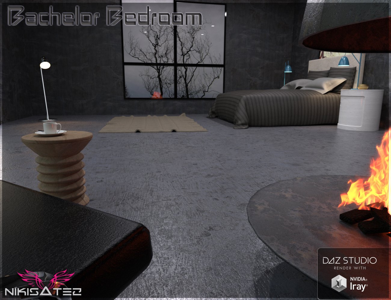 Bachelor Bedroom by: Nikisatez, 3D Models by Daz 3D