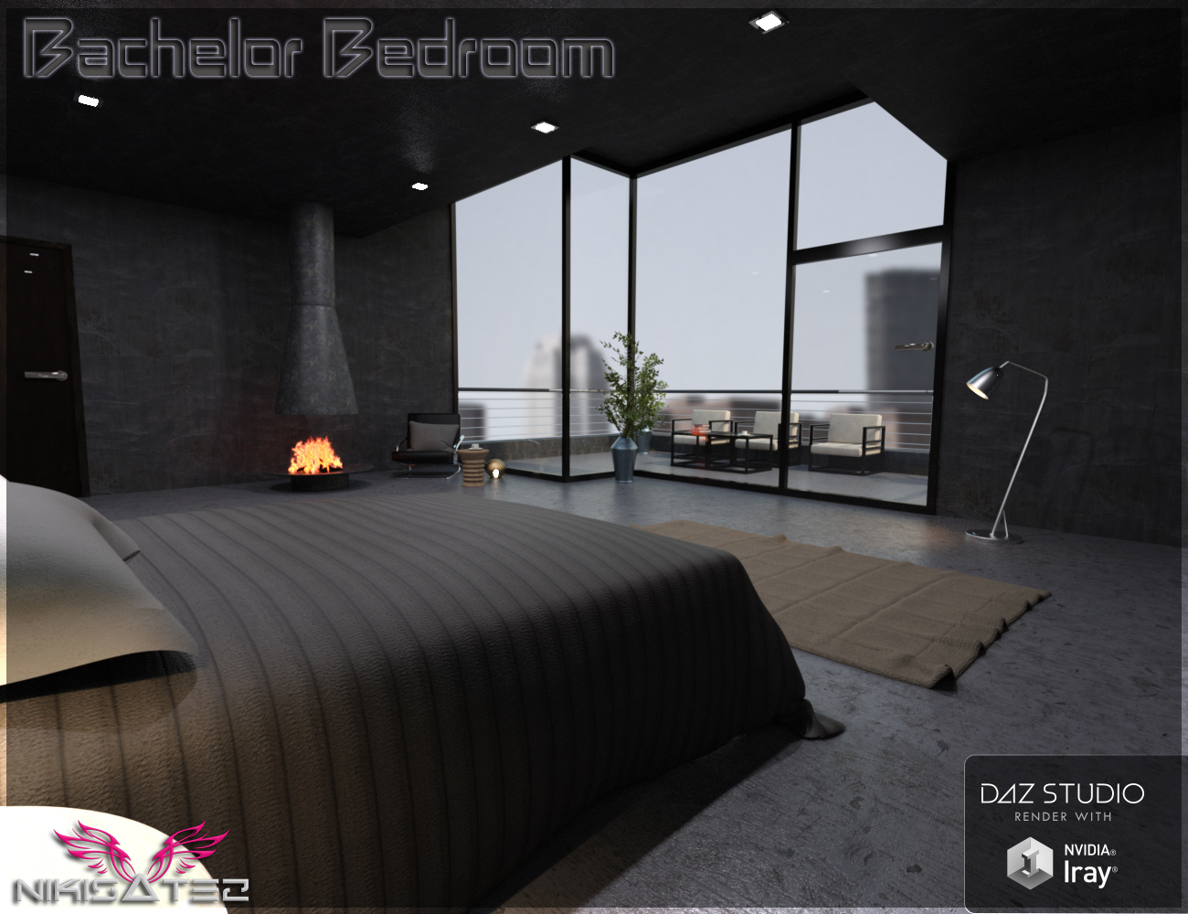 Bachelor Bedroom Bachelor Bedroom by: Nikisatez, 3D Models by Daz 3D