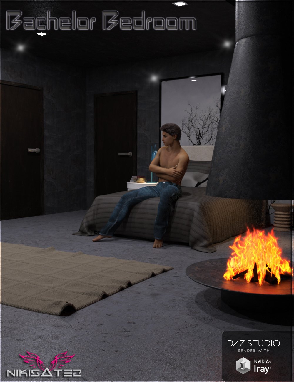Bachelor Bedroom by: Nikisatez, 3D Models by Daz 3D