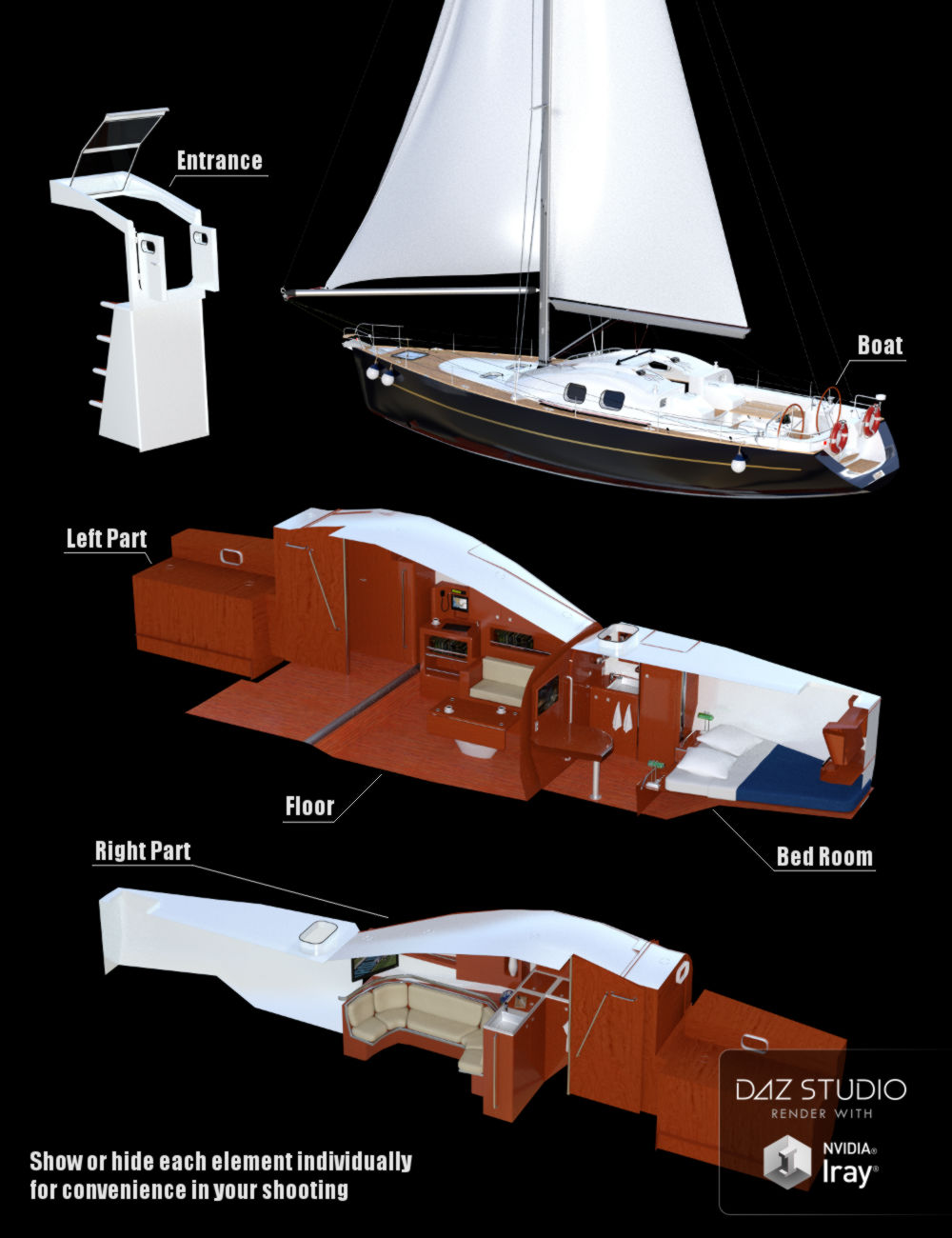 Sailboat by: Mely3D, 3D Models by Daz 3D