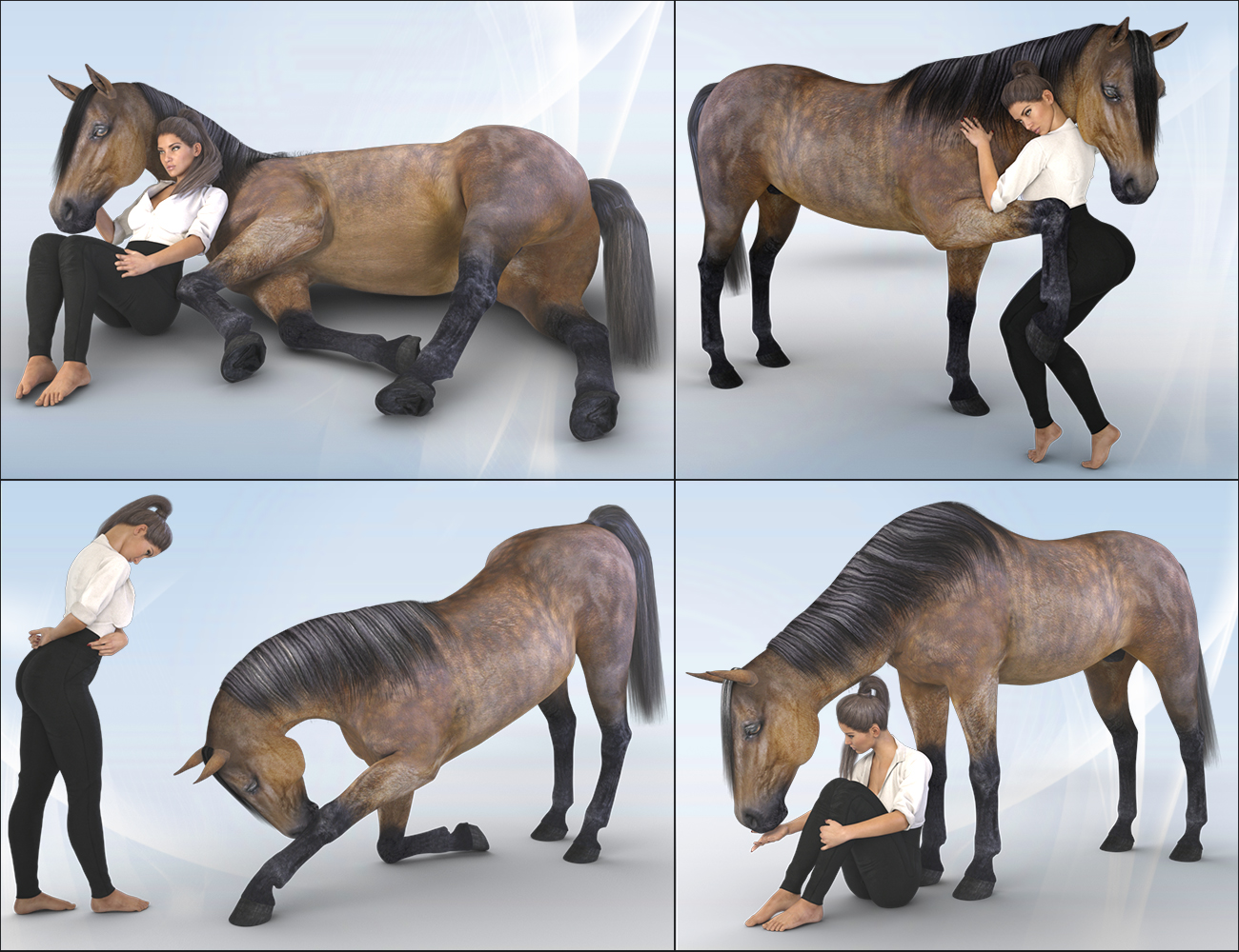 Z The Horse Whisperer - Poses for Genesis 2 & 3 Female and Daz Horse 2 by: Zeddicuss, 3D Models by Daz 3D