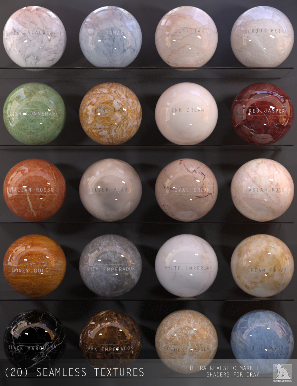 Marble Shaders for Iray by: ThePhilosopher, 3D Models by Daz 3D
