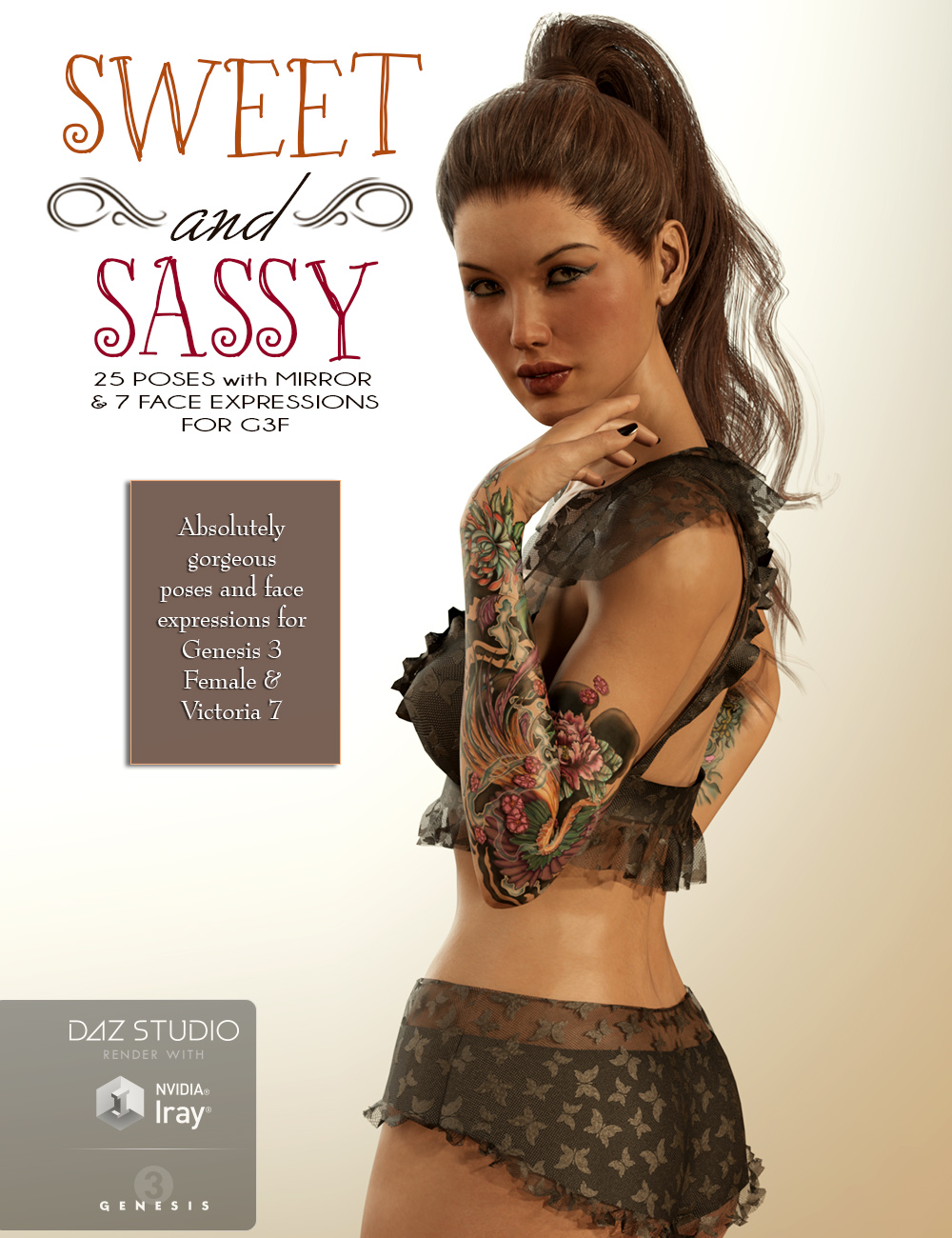 Sweet 'N Sassy Poses and Expressions for Genesis 3 Female by: Pixelunashadownet, 3D Models by Daz 3D