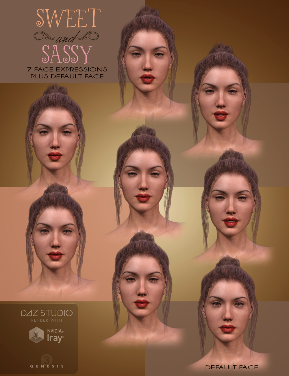 Sweet 'N Sassy Poses and Expressions for Genesis 3 Female by: Pixelunashadownet, 3D Models by Daz 3D