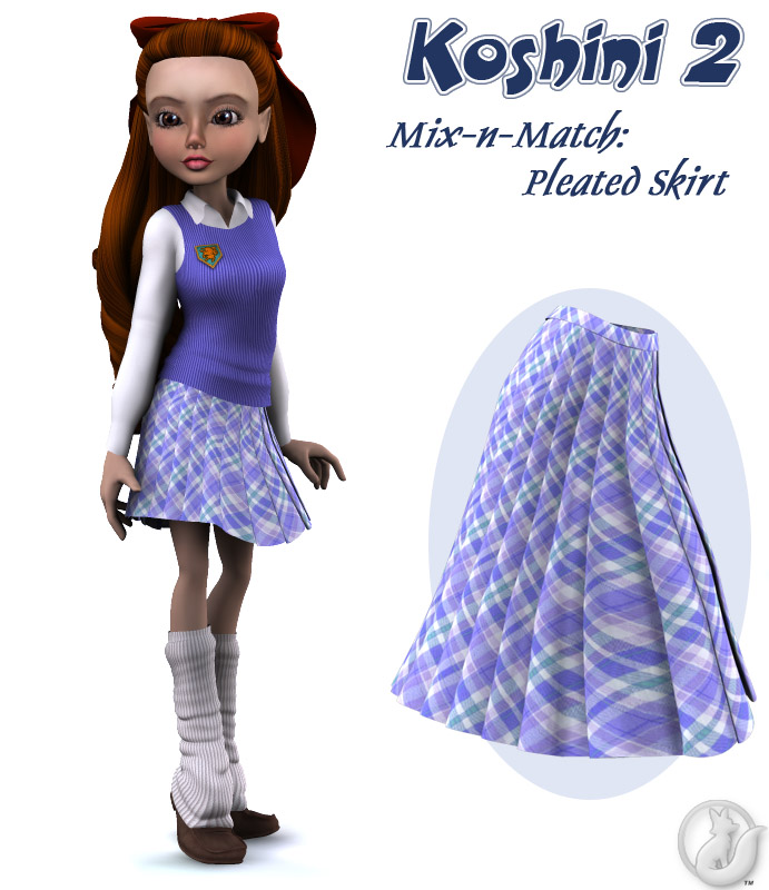 K2 Mix-n-Match: Pleated Skirt by: Lady LittlefoxRuntimeDNA, 3D Models by Daz 3D
