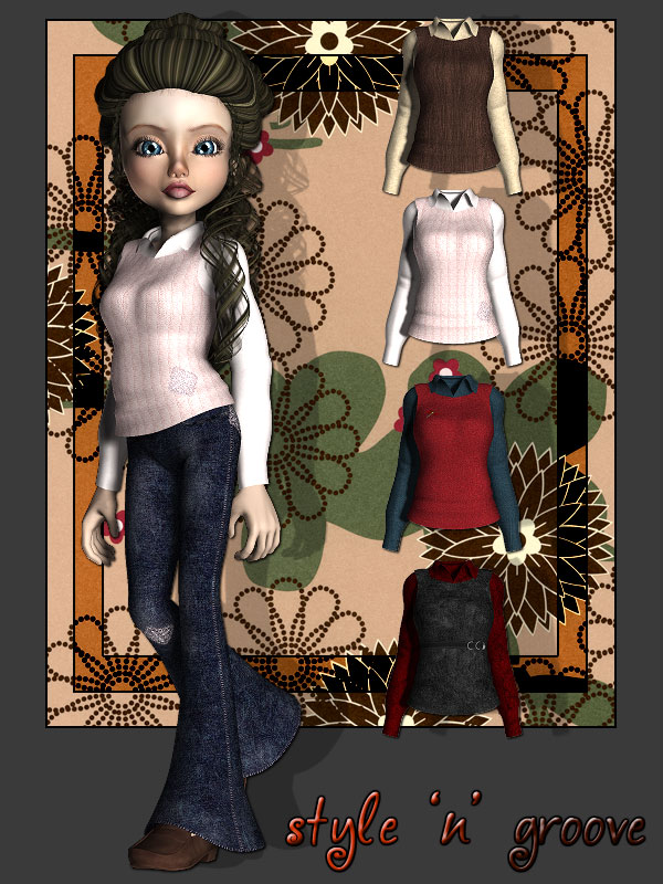 Style 'n' Groove Volume 5: K2/Krystal Mix-n-Match School Shirts by: Anna BenjaminRuntimeDNA, 3D Models by Daz 3D