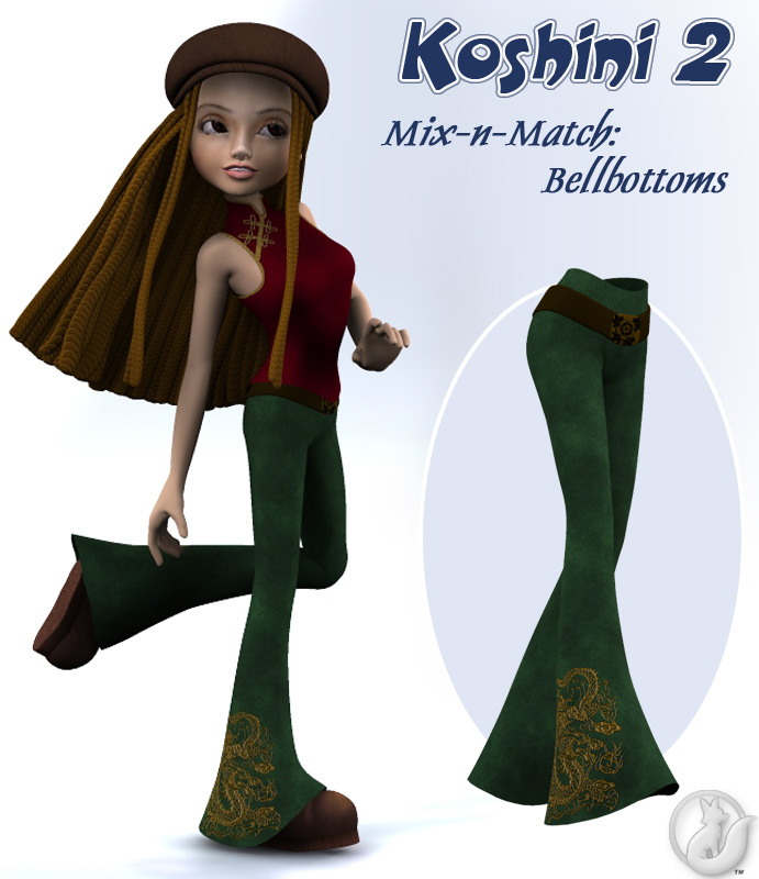 K2 Mix-n-Match: Bellbottoms by: Lady LittlefoxRuntimeDNA, 3D Models by Daz 3D