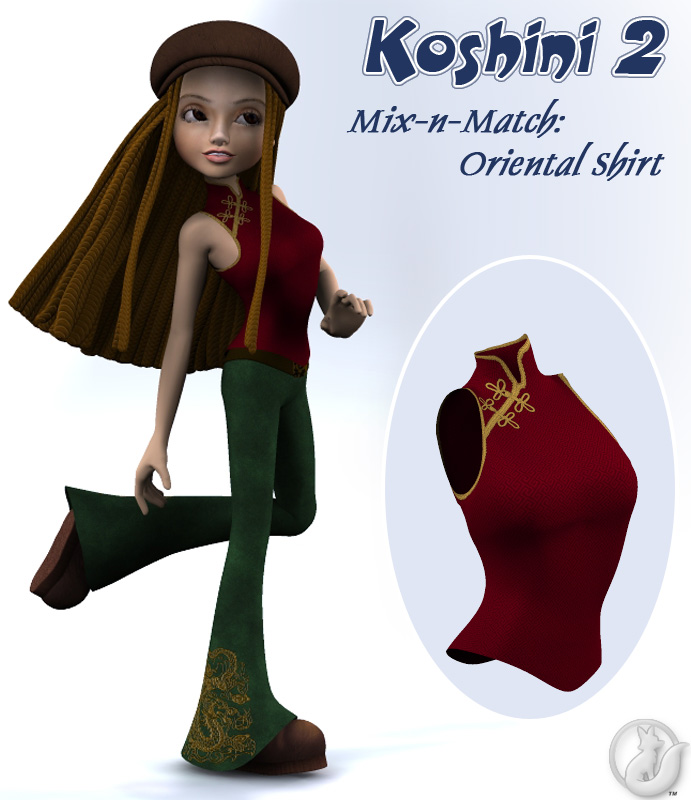 K2 Mix-n-Match: Oriental Shirt by: Lady LittlefoxRuntimeDNA, 3D Models by Daz 3D
