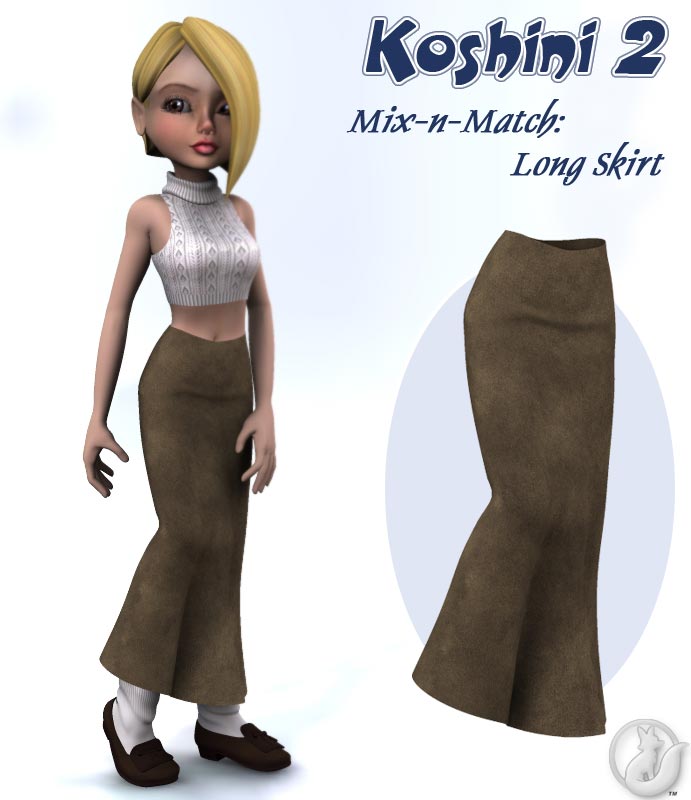 K2 Mix-n-Match: Long Skirt by: Lady LittlefoxRuntimeDNA, 3D Models by Daz 3D