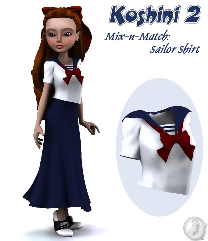K2 Mix-n-Match: Sailor Shirt K2 Mix-n-Match: Sailor Shirt by: Lady LittlefoxRuntimeDNA, 3D Models by Daz 3D
