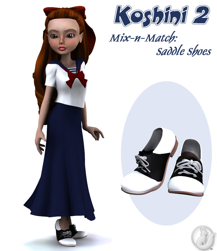 K2 Mix-n-Match: Saddle Shoes by: Lady LittlefoxRuntimeDNA, 3D Models by Daz 3D