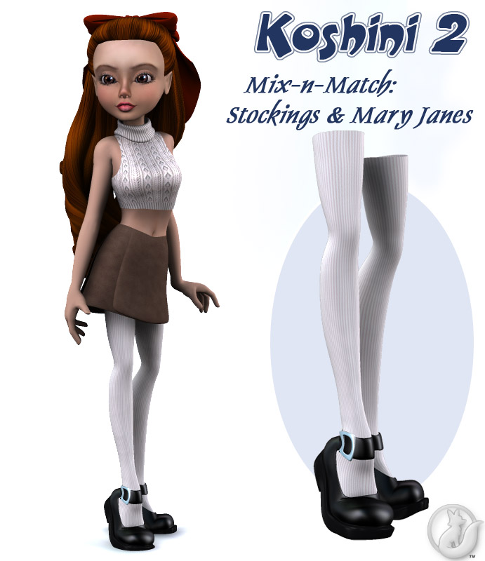 K2 Mix-n-Match: Mary Janes and Stockings K2 Mix-n-Match: Mary Janes and Stockings by: Lady LittlefoxRuntimeDNA, 3D Models by Daz 3D
