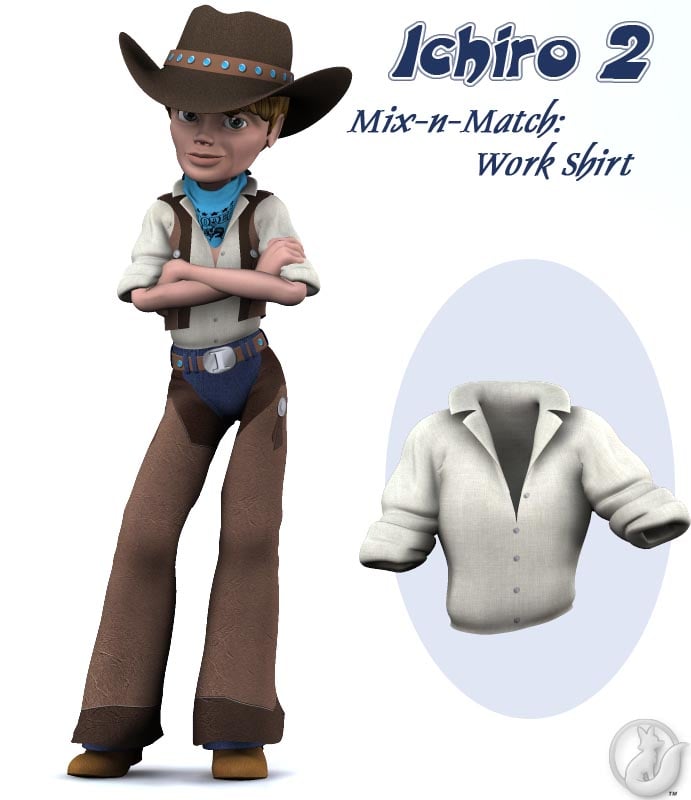 I2 Mix-n-Match: Work Shirt by: Lady LittlefoxRuntimeDNA, 3D Models by Daz 3D