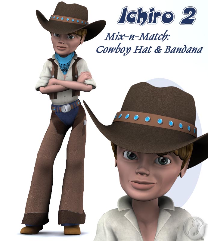 I2 Mix-n-Match: Cowboy Hat and Bandanas by: Lady LittlefoxRuntimeDNA, 3D Models by Daz 3D