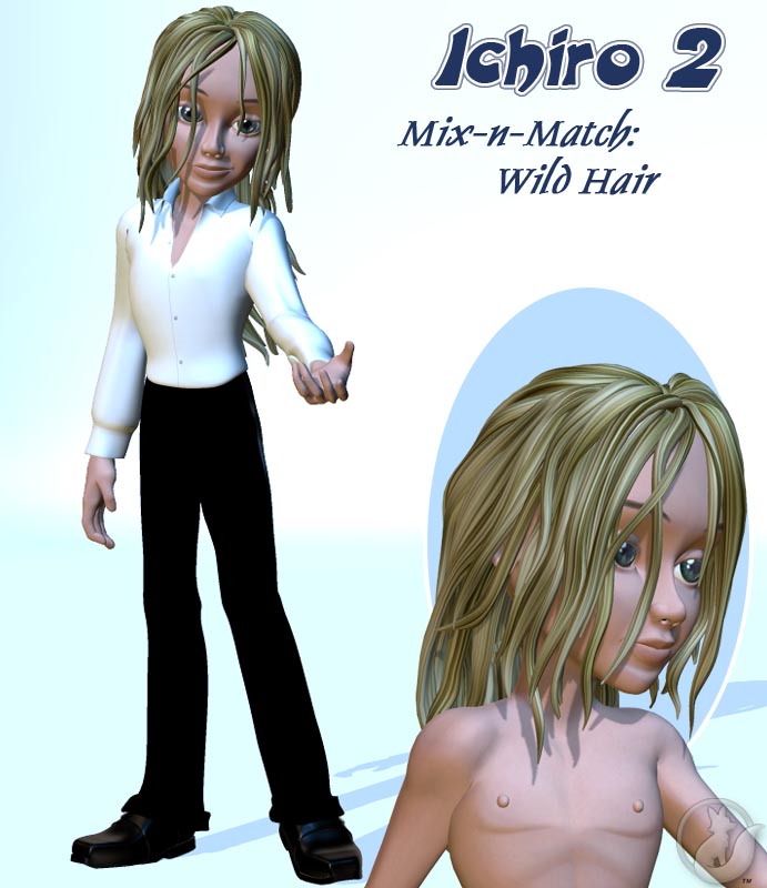 I2 Mix-n-Match: Wild Hair by: Lady LittlefoxRuntimeDNA, 3D Models by Daz 3D