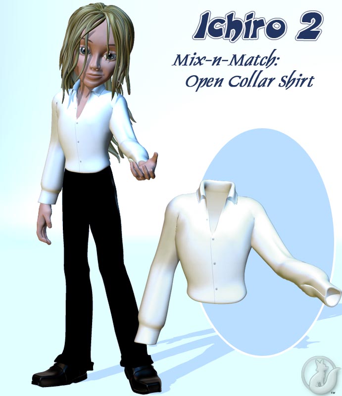 I2 Mix-n-Match: Open Collar Shirt by: Lady LittlefoxRuntimeDNA, 3D Models by Daz 3D
