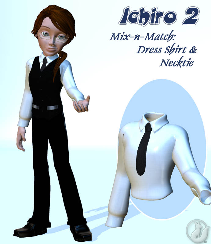 I2 Mix-n-Match: Dress Shirt and Necktie by: Lady LittlefoxRuntimeDNA, 3D Models by Daz 3D