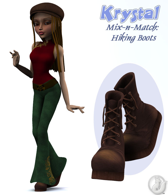 Krystal Mix-N-Match: Hiking Boots by: Lady LittlefoxCapsces Digital InkRuntimeDNA, 3D Models by Daz 3D