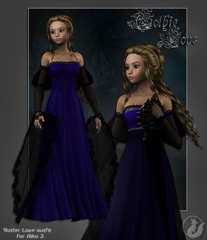 Gothic Love for A3 by: Lady LittlefoxRuntimeDNA, 3D Models by Daz 3D