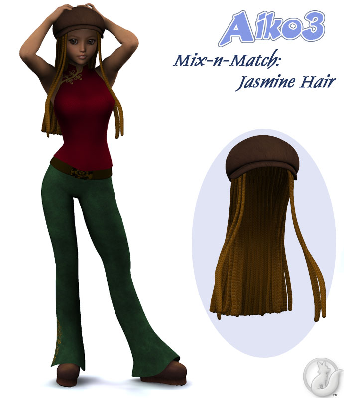 Aiko3 Mix-N-Match: Jasmine Hair by: Lady LittlefoxCapsces Digital InkRuntimeDNA, 3D Models by Daz 3D
