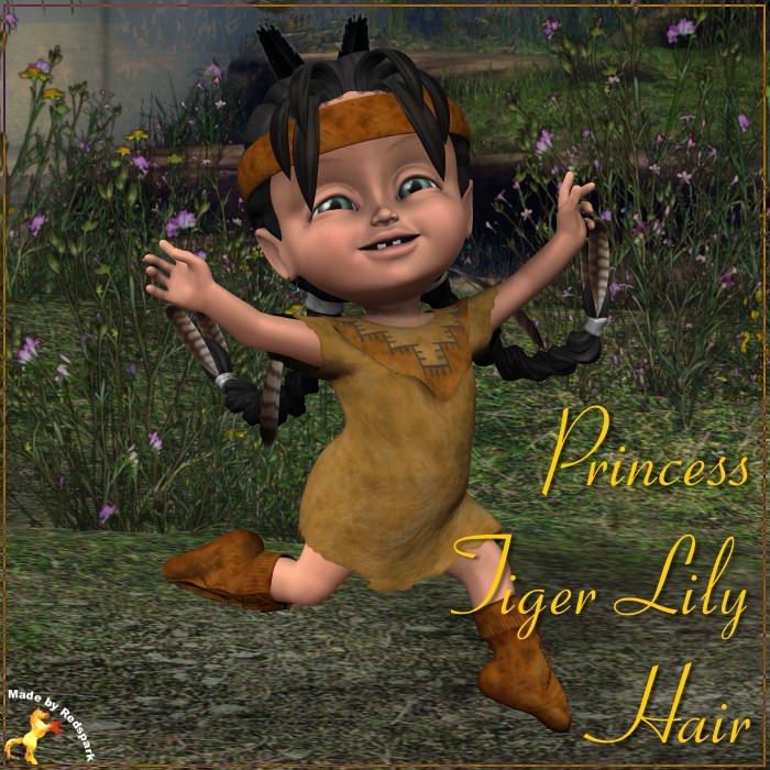 Princess Tiger Lily Hair by: RedSparkLady LittlefoxRuntimeDNA, 3D Models by Daz 3D