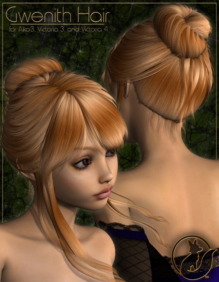Gwenith Hair Vol I A3 V3 V4 by: Lady LittlefoxRuntimeDNA, 3D Models by Daz 3D