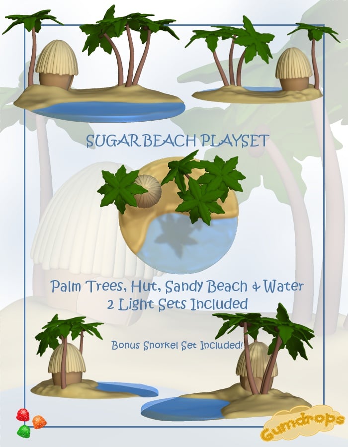 Gumdrops Playset: Sugar Beach by: Lady LittlefoxRuntimeDNA, 3D Models by Daz 3D