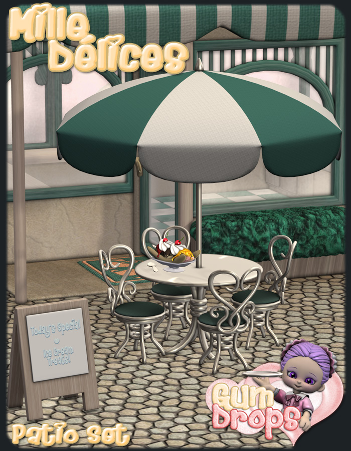 Gumdrops:   Mille Delices - Patio Set by: Lady LittlefoxRuntimeDNA, 3D Models by Daz 3D