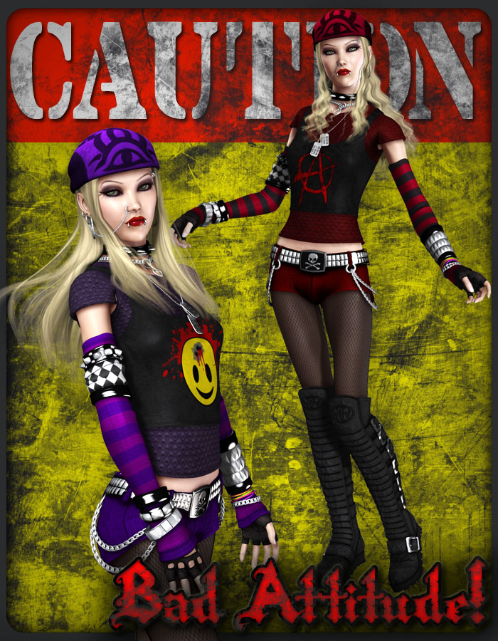 Bad Attitude Expansion for V4 by: Lady LittlefoxCapsces Digital InkRuntimeDNA, 3D Models by Daz 3D