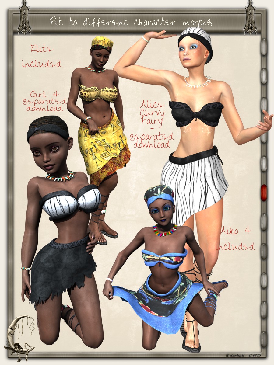 Kimani Clothes for V4 by: 3D-GHDesignRuntimeDNA, 3D Models by Daz 3D