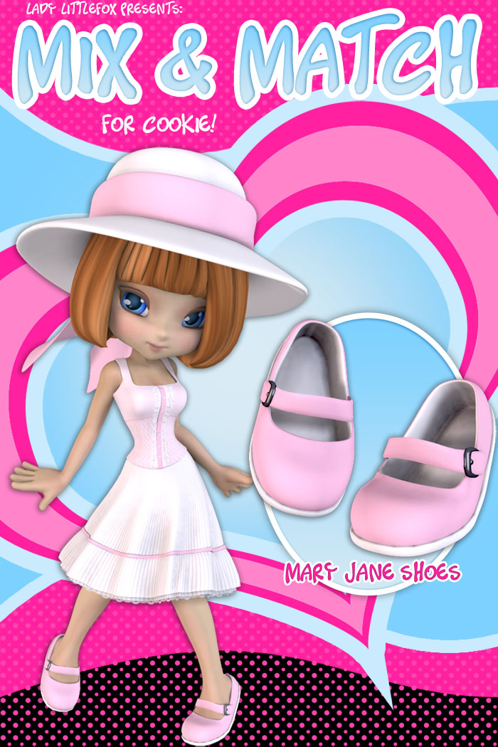 Cookie Mix and Match: Mary Jane Shoes by: Lady LittlefoxRuntimeDNA, 3D Models by Daz 3D